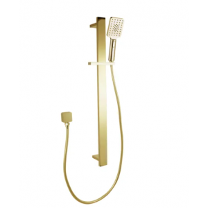 Vog Brushed Gold Square Sliding Shower Rail with Handheld Shower